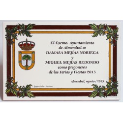 Placa Conmemorativa 20x30cm. cuerda seca