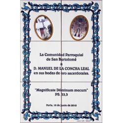 Placa Conmemorativa 30x45cm. cuerda seca y fotoceramica de parroquia