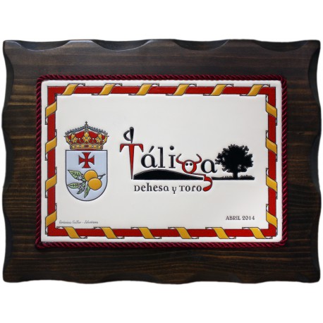 Placa Conmemorativa en cuerda seca de 20x30cm. sobre madera