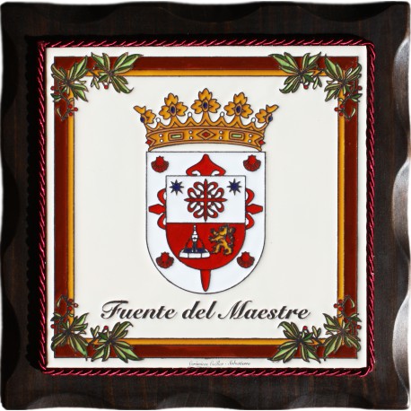 Placa Conmemorativa de 20x20cm. decorada a la cuerda seca sobre madera