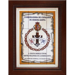 Placa Conmemorativa de 30x45cm. decorada a la cuerda seca con doble marco