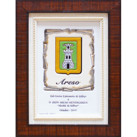 Placa Conmemorativa de 20x30cm. decorada a la cuerda seca con doble marco