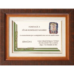 Placa Conmemorativa de 20x30cm. decorada a la cuerda seca con doble marco