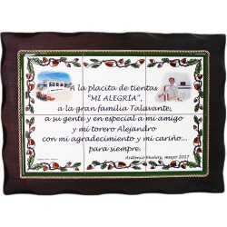 Placa Conmemorativa de 30x45cm. decorada a la cuerda seca sobre madera