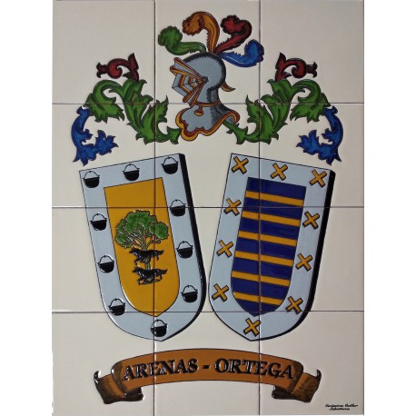 Escudo Heráldico de 45x60 cm. en cuerda seca, solo azulejos.