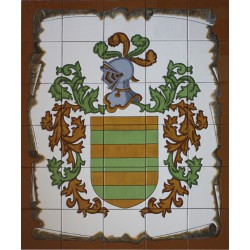 Escudo Heráldico de 75 x 90 cm. en cuerda seca, solo azulejos.