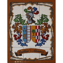 Escudo Heráldico de 45x60 cm. en cuerda seca, solo azulejos.