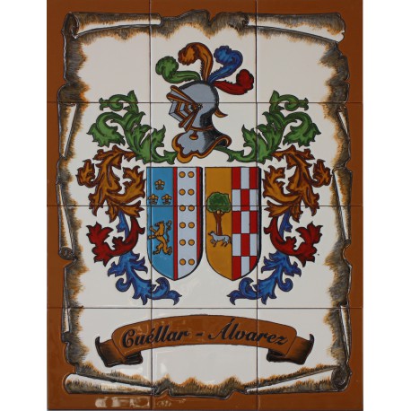 Escudo Heráldico de 45x60 cm. en cuerda seca, solo azulejos.