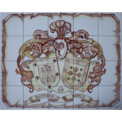 Escudo Heráldico de 45x60 cm. en cuerda seca, solo azulejos.