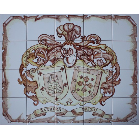 Escudo Heráldico de 45x60 cm. en cuerda seca, solo azulejos.