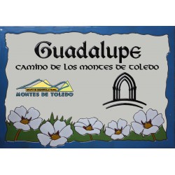 Azulejo 30 x 45 cm. decorado a la cuerda seca para Camino de los Montes de Toledo