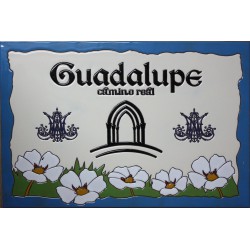Azulejo 30 x 45 cm. decorado a la cuerda seca para Camino de Guadalupe, consultar precio según cantidades.