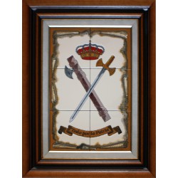 Escudo Militar de 30x45cm. decorado artesano a la cuerda seca, consulte precio para cantidad.